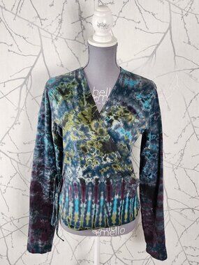 Mexicali Blues Colorful Tie Dye Cotton Stretch Wrap Blouse
